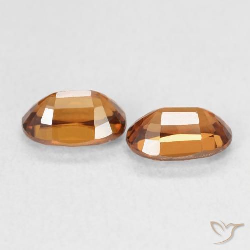 Zircon Gemstones in 6 x 4 mm (calibrated) Size for Sale, Zircon Stones in Medium Dark-Orange Color