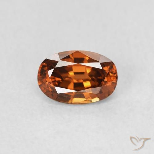 0.82ct Natural Medium Dark-Orange Zircon, Oval, VVS
