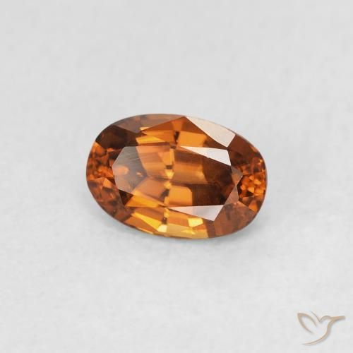 0.82 ct Orange Zircon Stone, Natural Zircon in Oval Facet Shape for Sale