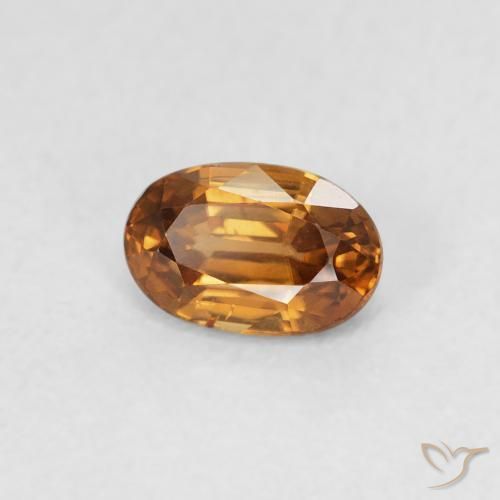 0.73 ct Orange Zircon Stone, Natural Zircon in Oval Facet Shape for Sale