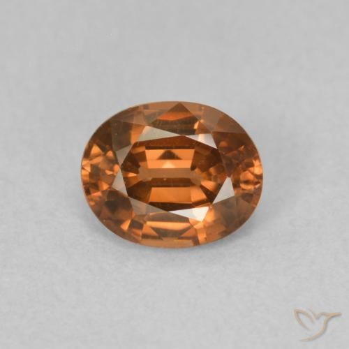 0.87ct Natural Medium Dark-Orange Zircon, Oval, VVS-VS