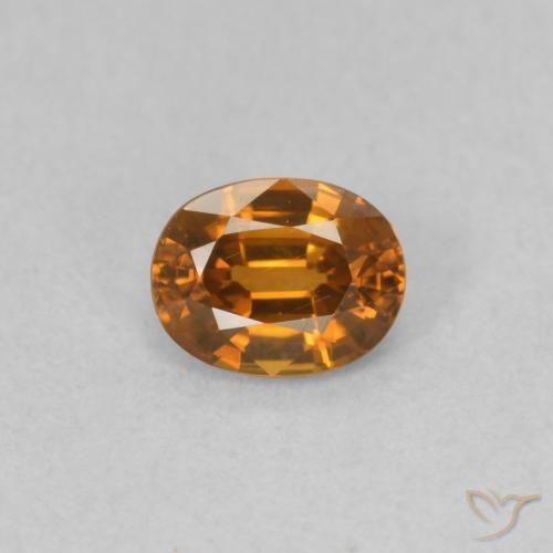 0.63ct Natural Medium Orange Zircon, Oval, VVS-VS