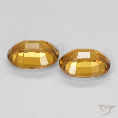 Zircon Gemstones in 5.3 x 3.9 mm Size for Sale, Zircon Stones in Medium Orange-Gold Color