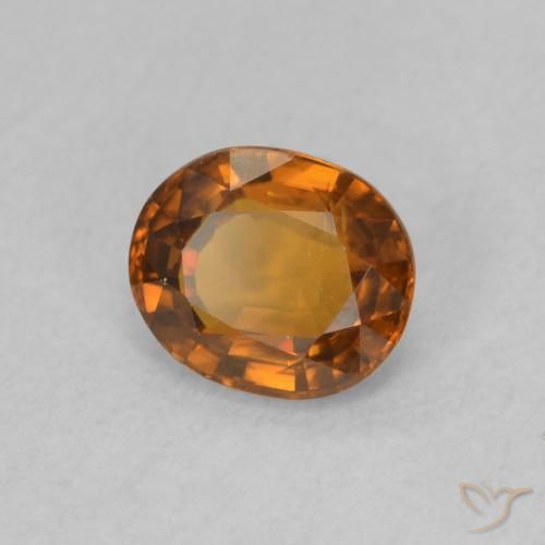 0.88 ct Orange Zircon Stone, Natural Zircon in Oval Facet Shape for Sale