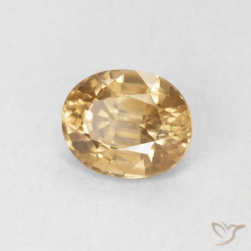 0.98 ct Golden Zircon Stone, Natural Zircon in Oval Facet Shape for Sale