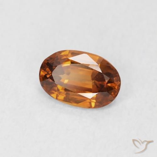 0.66 ct Orange Zircon Stone, Natural Zircon in Oval Facet Shape for Sale