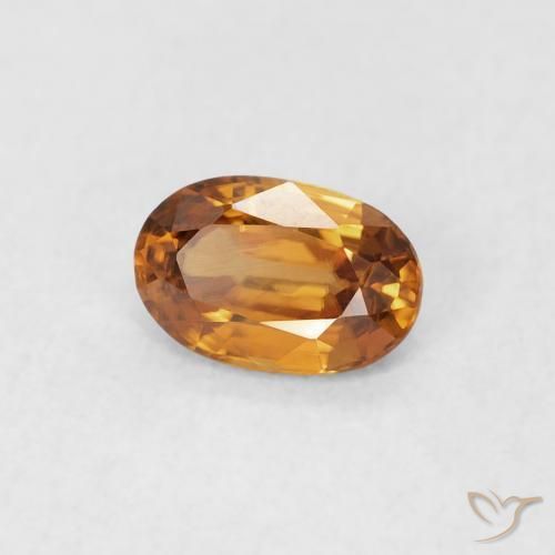 0.67 ct Orange Zircon Stone, Natural Zircon in Oval Facet Shape for Sale