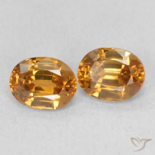 1.23 ctw Orange Zircon Stones, Natural Zircon in Oval Facet Shape for Sale