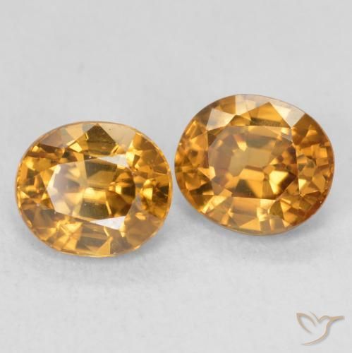 2.07 ctw Orange Zircon Stones, Natural Zircon in Oval Facet Shape for Sale