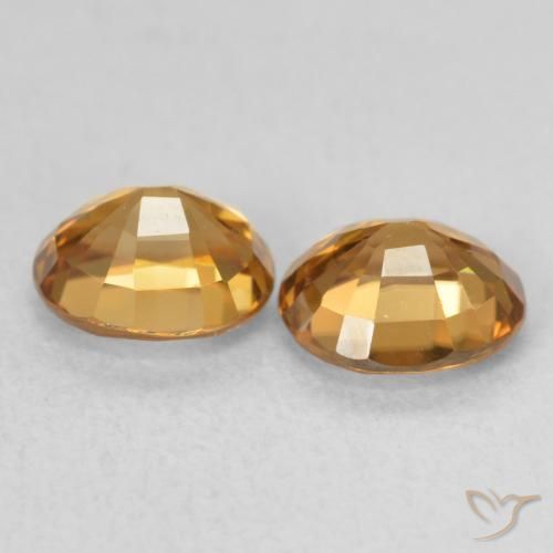Zircon Gemstones in 5.9 x 5.2 mm Size for Sale, Zircon Stones in Rust Orange Color