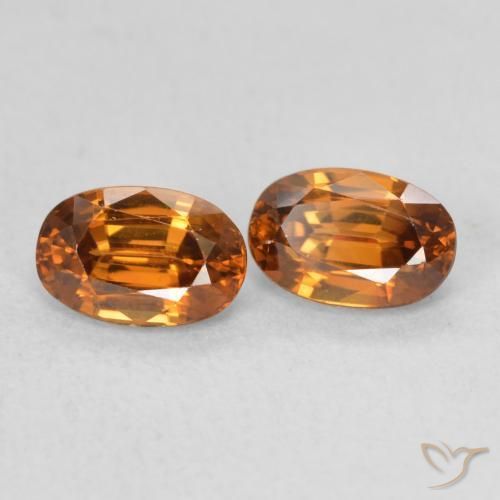 1.66 ctw Orange Zircon Stones, Natural Zircon in Oval Facet Shape for Sale