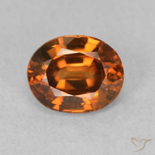 1.07ct Natural Deep Brownish Orange Zircon, Oval, VVS-VS
