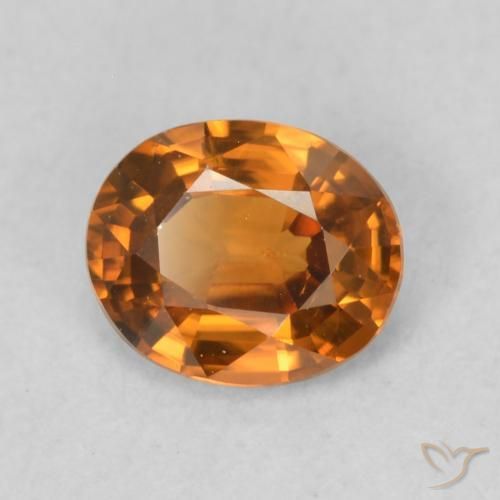 0.84 ct Orange Zircon Stone, Natural Zircon in Oval Facet Shape for Sale