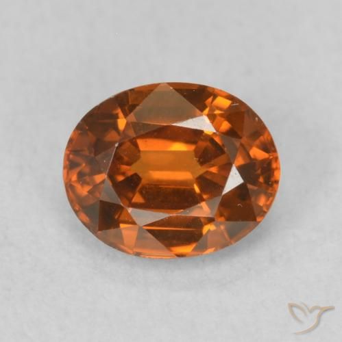 0.93ct Natural Medium Dark-Orange Zircon, Oval, VVS-VS