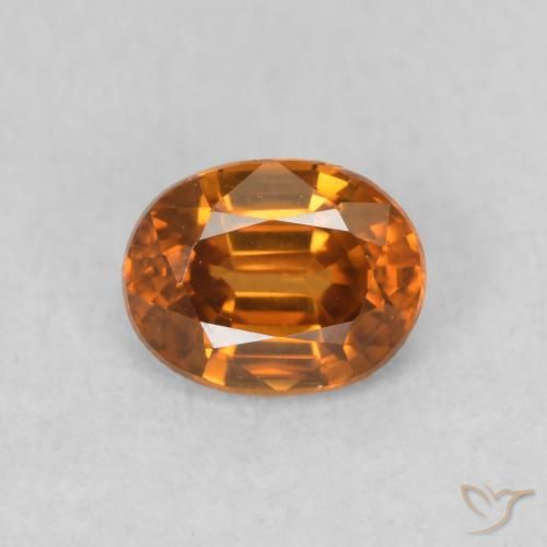 0.60ct Natural Deep Orange Zircon, Oval, VVS-VS