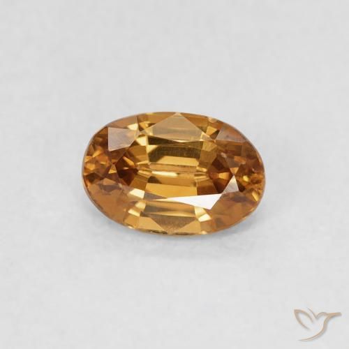0.73 ct Golden Zircon Stone, Natural Zircon in Oval Facet Shape for Sale
