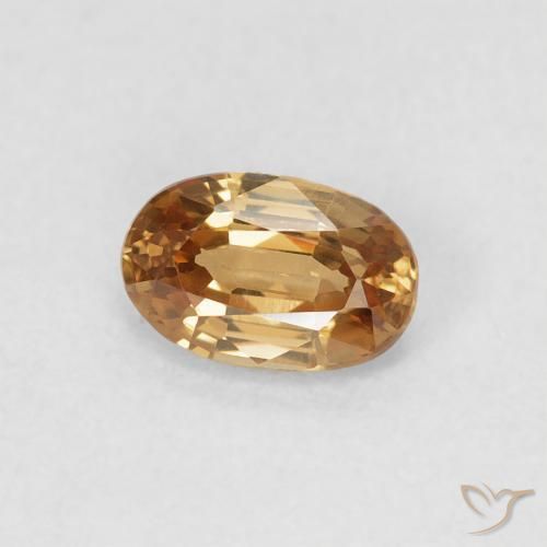 0.71 ct Golden Zircon Stone, Natural Zircon in Oval Facet Shape for Sale