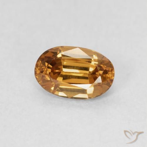 0.74 ct Golden Zircon Stone, Natural Zircon in Oval Facet Shape for Sale