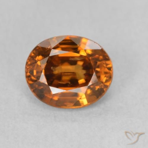 1.19ct Natural Medium Dark-Orange Zircon, Oval, VS