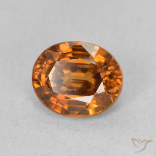 1.19 ct Orange Zircon Stone, Natural Zircon in Oval Facet Shape for Sale
