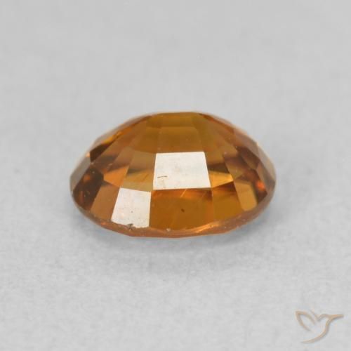 Zircon Gemstone in 6.1 x 5.1 mm Size for Sale, Zircon Stone in Medium Dark-Orange Color