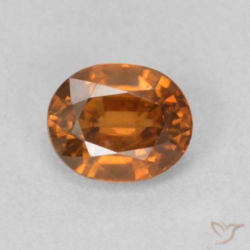 1.00ct Natural Medium Dark-Orange Zircon, Oval, VS