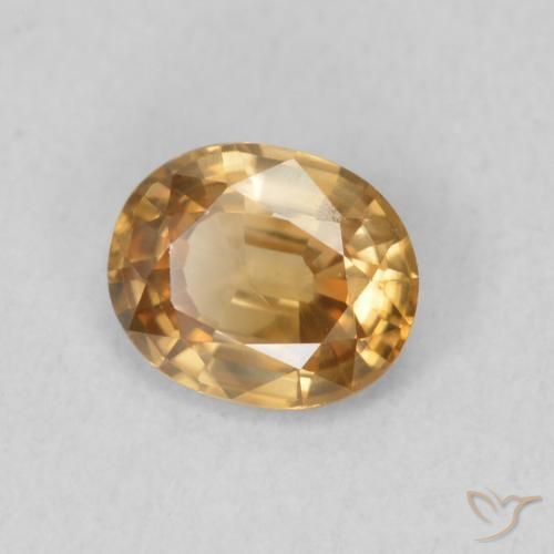 0.82 ct Golden Zircon Stone, Natural Zircon in Oval Facet Shape for Sale