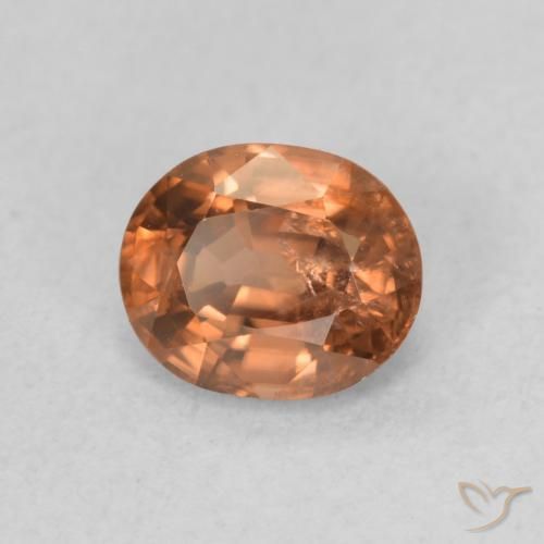 0.93 ct Orange Zircon Stone, Natural Zircon in Oval Facet Shape for Sale