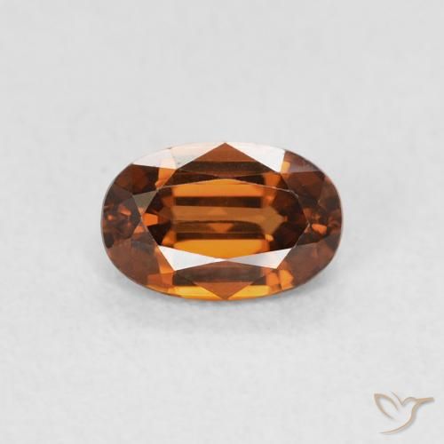 0.82ct Natural Medium Dark-Orange Zircon, Oval, VVS