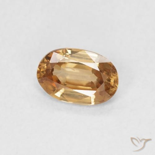 0.66 ct Golden Zircon Stone, Natural Zircon in Oval Facet Shape for Sale
