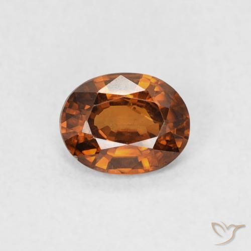 0.51ct Natural Medium Dark-Orange Zircon, Oval, VVS-VS