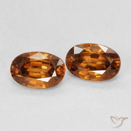 1.60 ctw Orange Zircon Stones, Natural Zircon in Oval Facet Shape for Sale