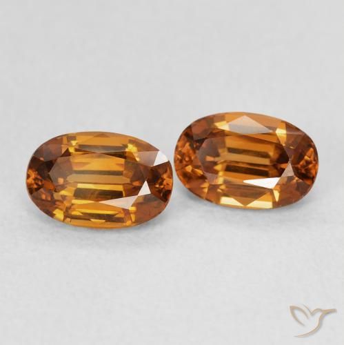 1.67 ctw Orange Zircon Stones, Natural Zircon in Oval Facet Shape for Sale