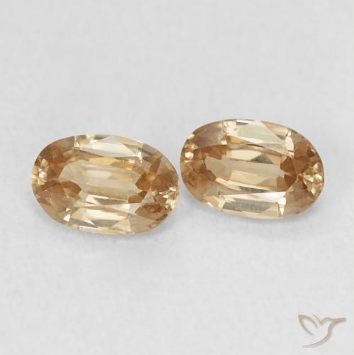 1.40 ctw Golden Zircon Stones, Natural Zircon in Oval Facet Shape for Sale