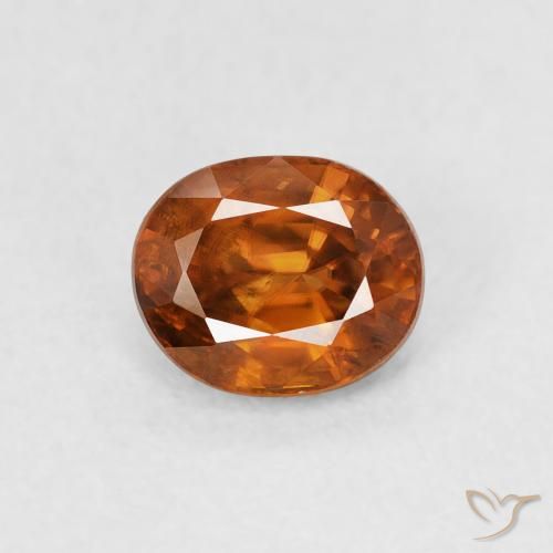 1.00ct Natural Medium Dark-Orange Zircon, Oval, VS