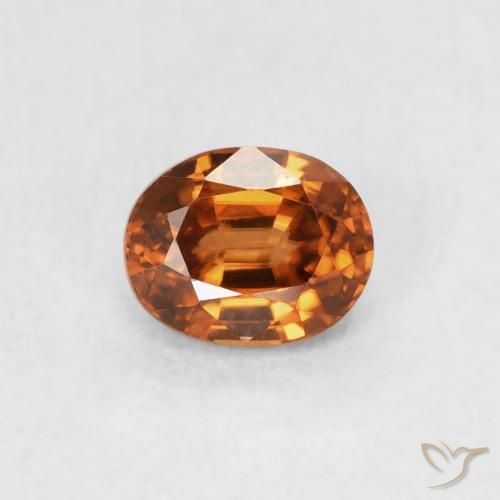 0.67ct Natural Medium Dark-Orange Zircon, Oval, VVS