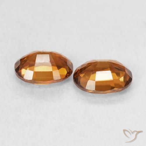 Zircon Gemstones in 5.2 x 4.2 mm Size for Sale, Zircon Stones in Medium Dark-Orange Color