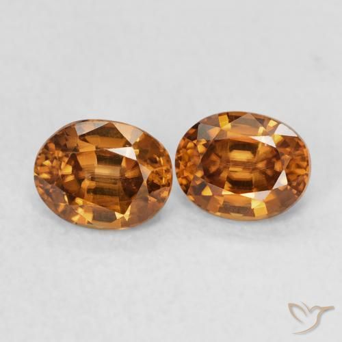 1.25 ctw Orange Zircon Stones, Natural Zircon in Oval Facet Shape for Sale