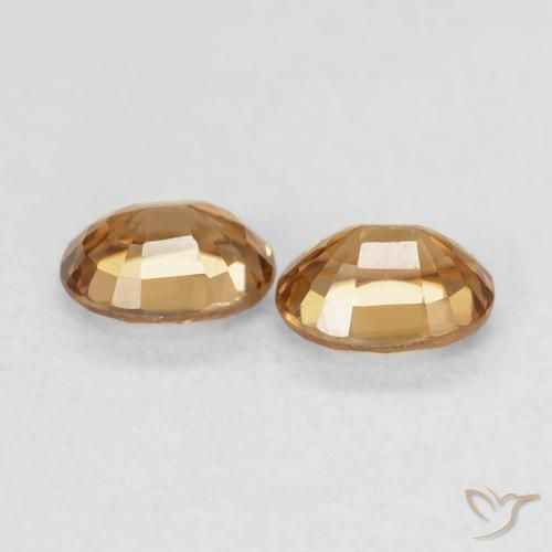 Zircon Gemstones in 5 x 4 mm (calibrated) Size for Sale, Zircon Stones in Golden-Brown Color