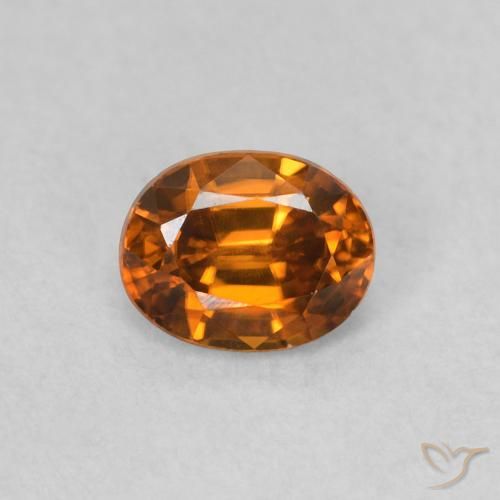 0.62ct Natural Medium Dark-Orange Zircon, Oval, VVS