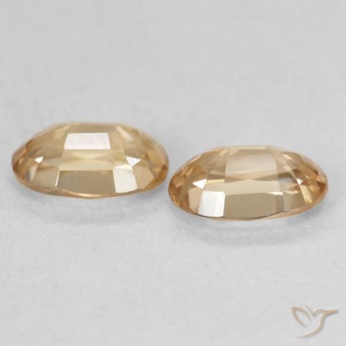 Zircon Gemstones in 6 x 4 mm (calibrated) Size for Sale, Zircon Stones in Light Peachy Golden Color