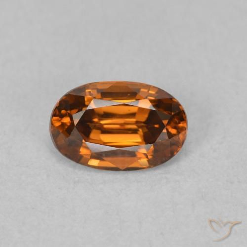 0.78ct Natural Medium Dark-Orange Zircon, Oval, VVS