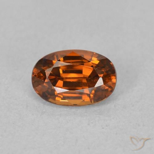 0.89ct Natural Medium Dark-Orange Zircon, Oval, VVS