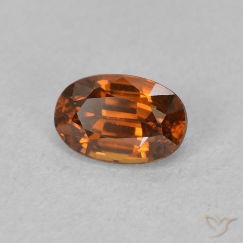 0.89 ct Orange Zircon Stone, Natural Zircon in Oval Facet Shape for Sale