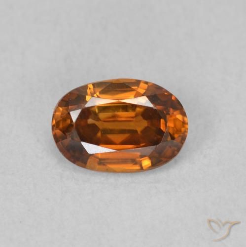 0.73ct Natural Medium Dark-Orange Zircon, Oval, VVS