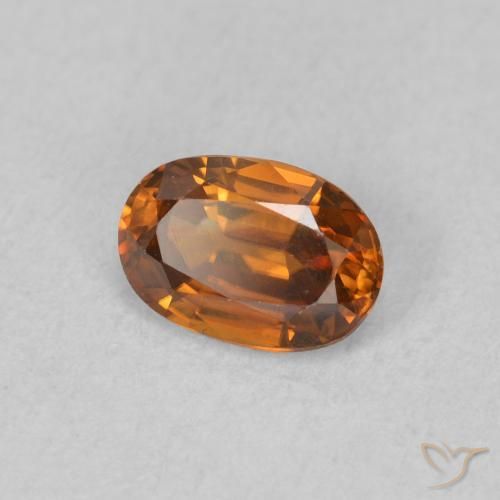 0.73 ct Orange Zircon Stone, Natural Zircon in Oval Facet Shape for Sale