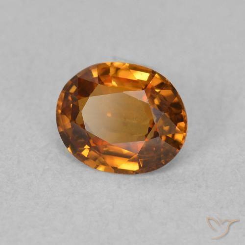 0.86 ct Orange Zircon Stone, Natural Zircon in Oval Facet Shape for Sale
