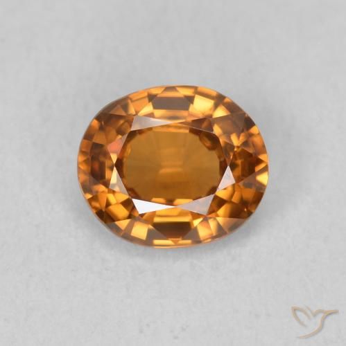 0.91ct Natural Medium Orange Zircon, Oval, VVS