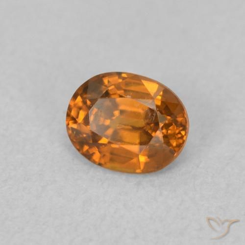 0.65 ct Orange Zircon Stone, Natural Zircon in Oval Facet Shape for Sale