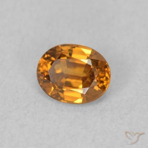 0.57 ct Orange Zircon Stone, Natural Zircon in Oval Facet Shape for Sale